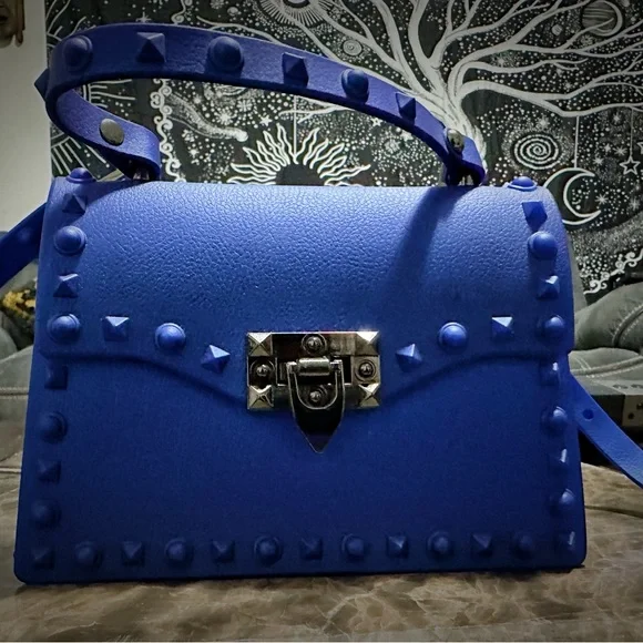 Blue Studded Women's Bag and blue sunglasses - Picture 3 of 7